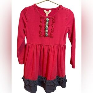 Matilda Jane‎ Long Sleeve Ruffle Hem Dress – Size 4 – Button Detail Knit Dress